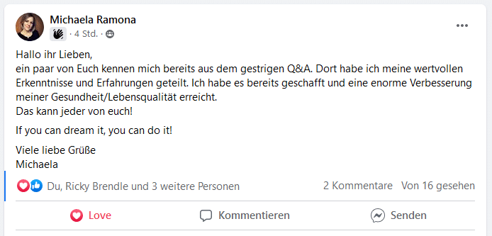 Michaela FB Testimonial